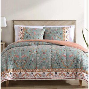 NEW Hallmart Vilano 3-Pc. Comforter Set Giallo Blue White Multi Full / Queen